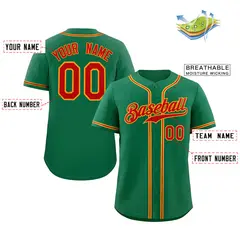 Classic Authentic Green Red-Orange Baseball Jersey 2