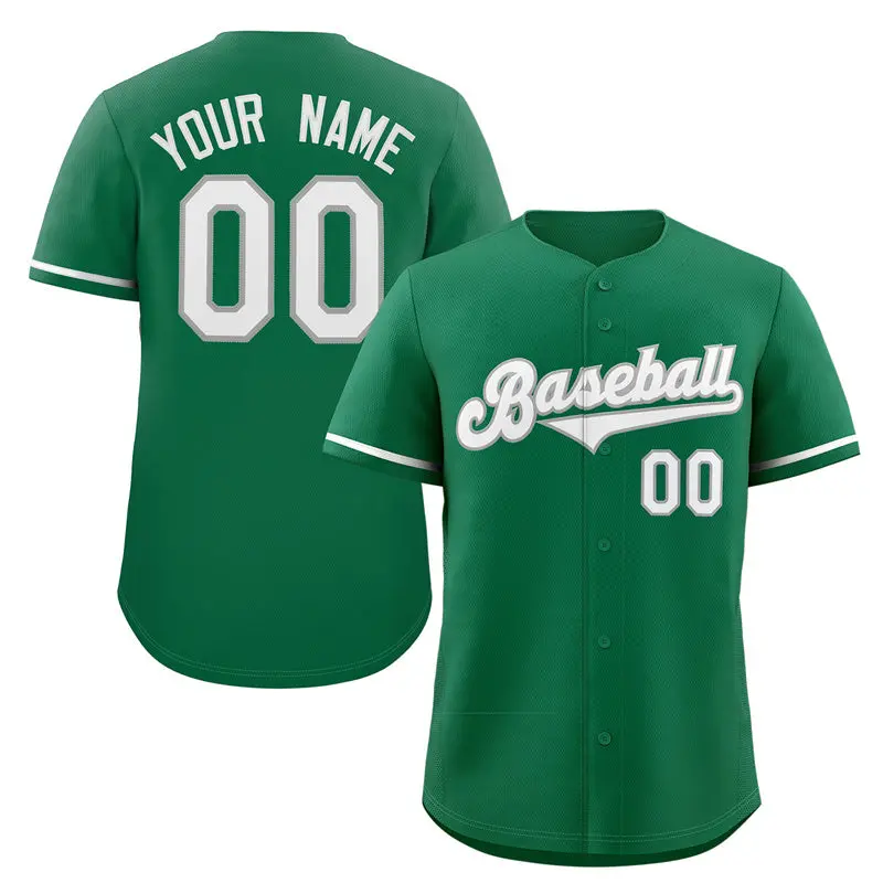Classic Authentic Green White-Gray Solid Baseball Jersey