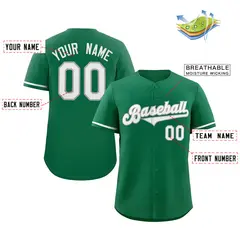 Classic Authentic Green White-Gray Solid Baseball Jersey 2