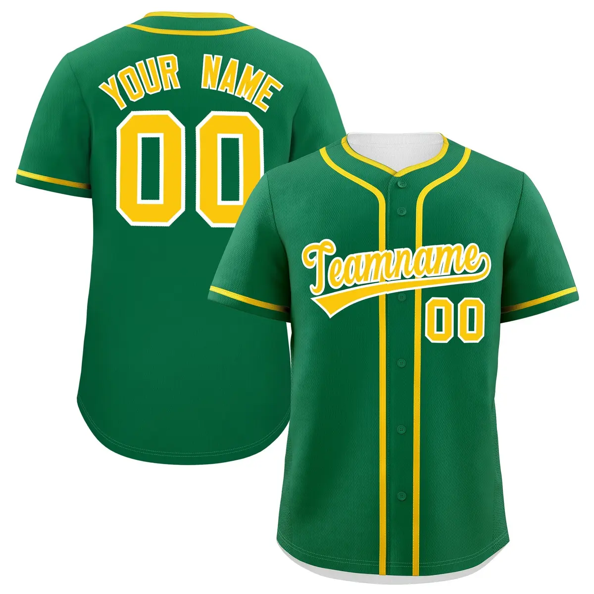 Classic Authentic Kelly Green Gold Baseball Jersey