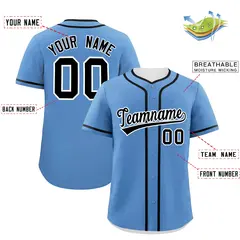 Classic Authentic Light Blue Black Baseball Jersey 2