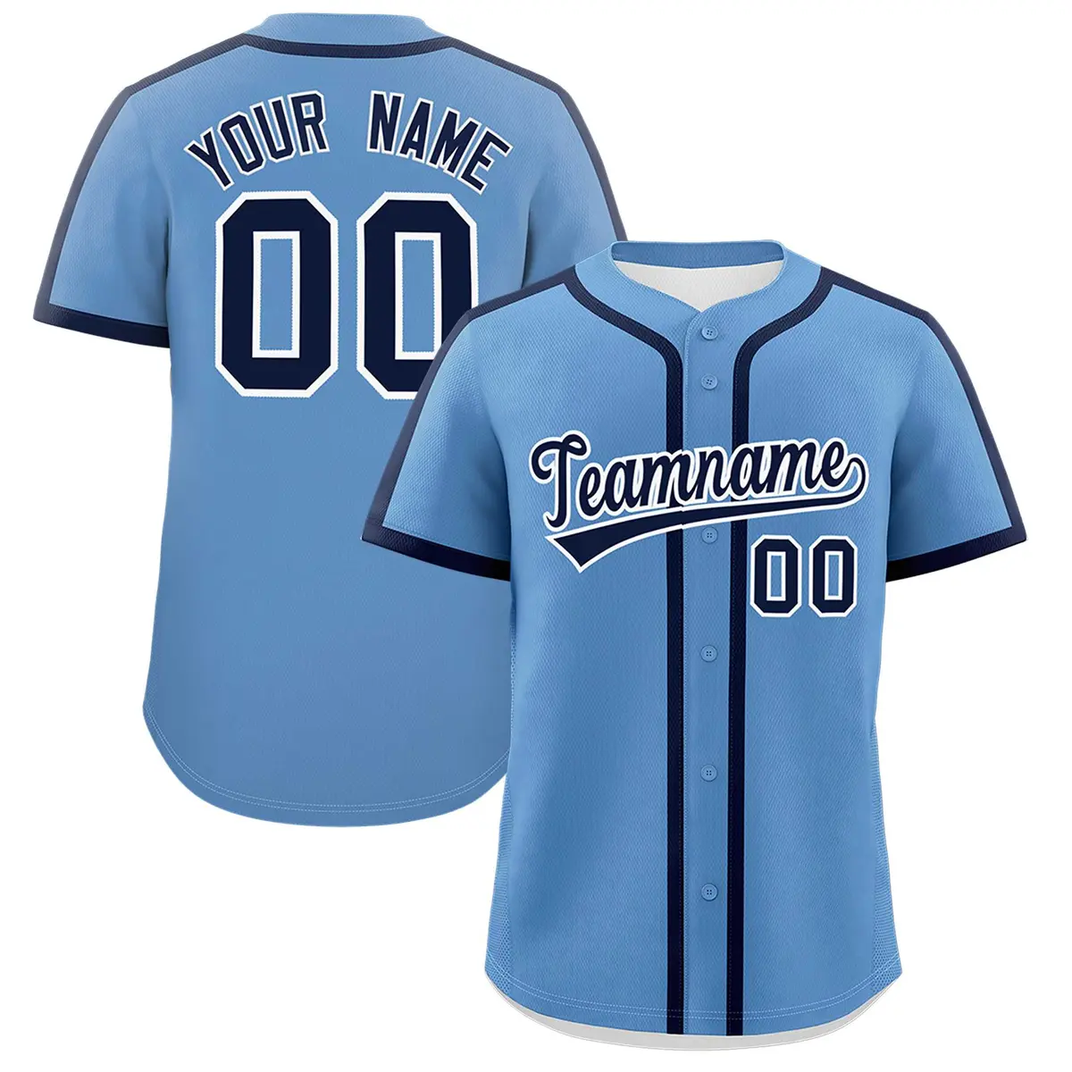 Classic Authentic Light Blue Navy Baseball Jersey