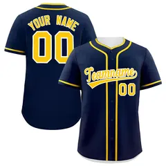 Classic Authentic Navy Gold Baseball Jersey 1