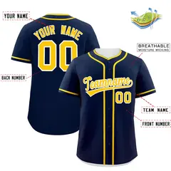 Classic Authentic Navy Gold Baseball Jersey 2