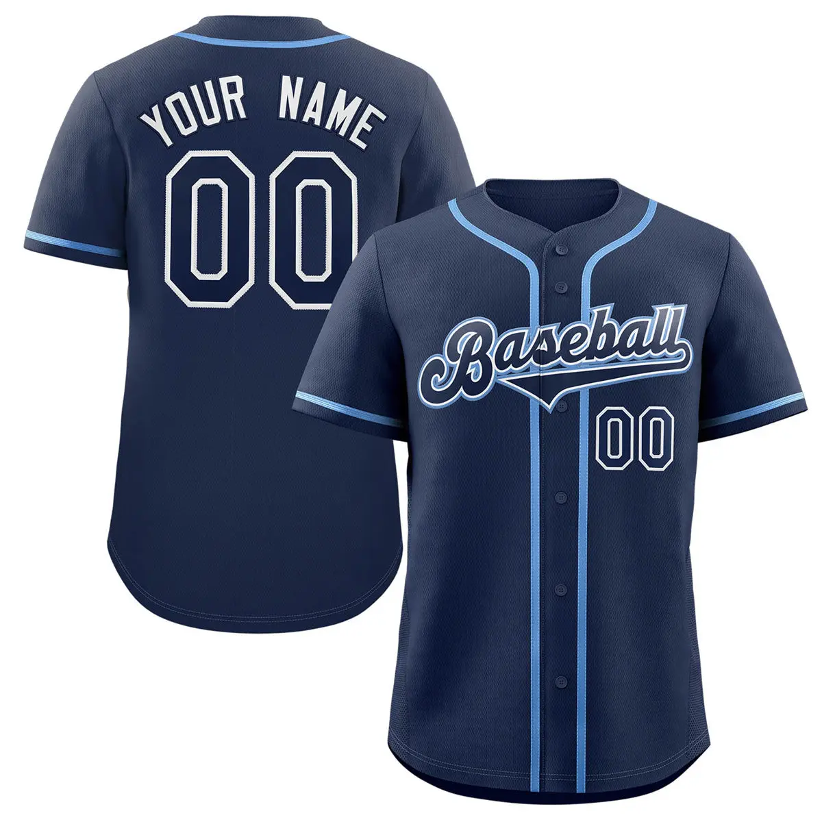 Classic Authentic Navy Navy-Powder Blue Baseball Jersey