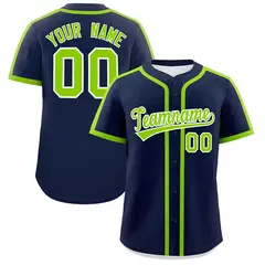 Classic Authentic Navy Neon Green Baseball Jersey 1