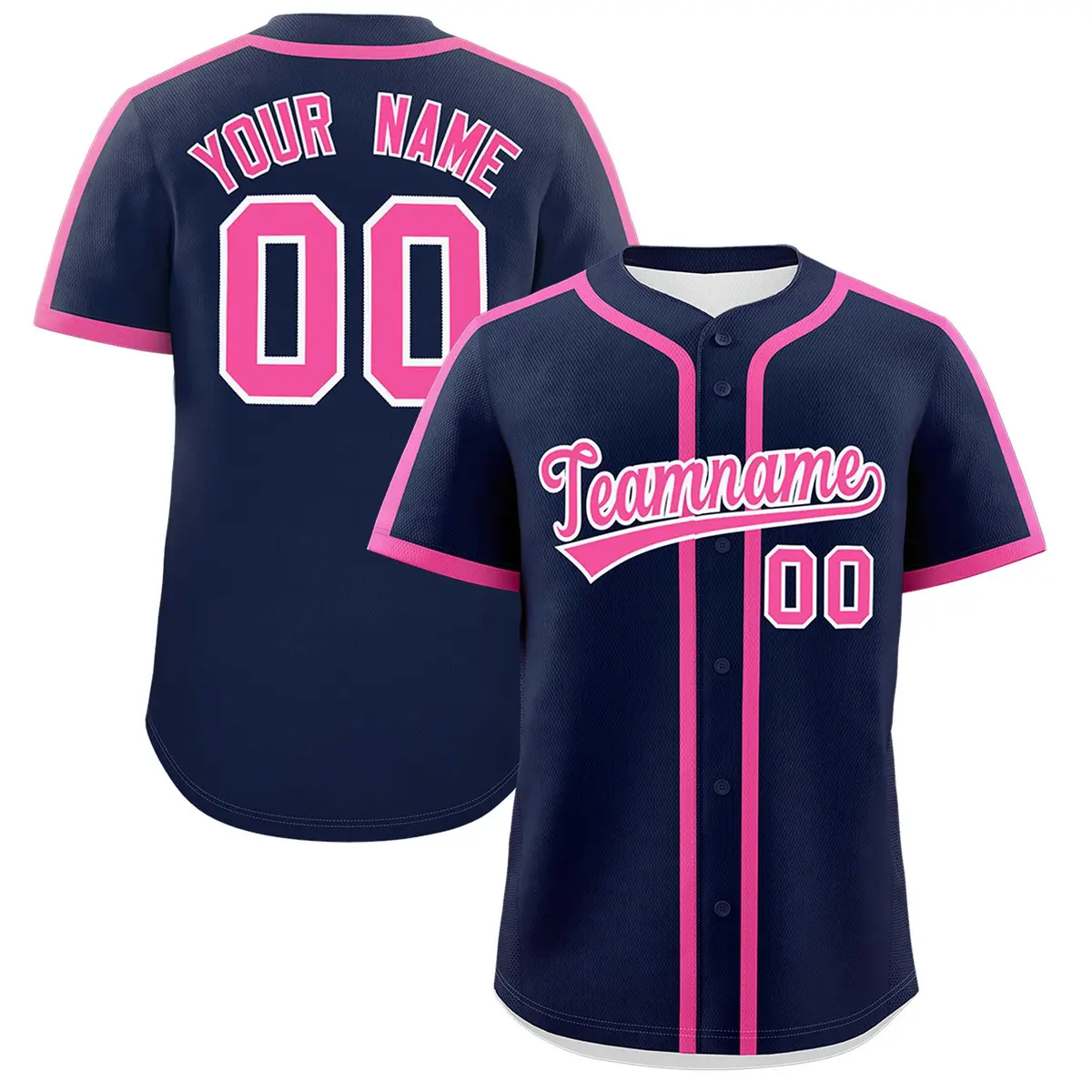 Classic Authentic Navy Pink Baseball Jersey