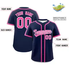 Classic Authentic Navy Pink Baseball Jersey 2