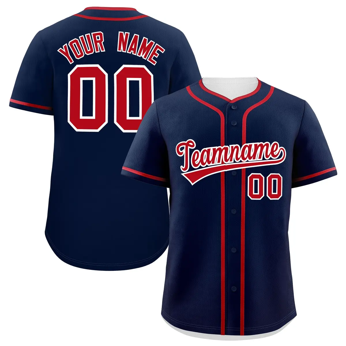 Classic Authentic Navy Red Baseball Jersey