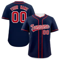 Classic Authentic Navy Red Baseball Jersey 1
