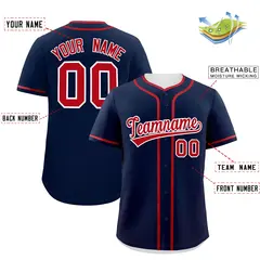 Classic Authentic Navy Red Baseball Jersey 2