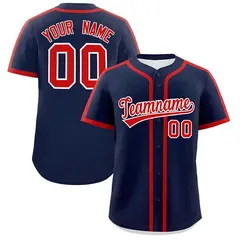 Classic Authentic Navy Red Baseball Jersey 1