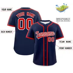 Classic Authentic Navy Red Baseball Jersey 2
