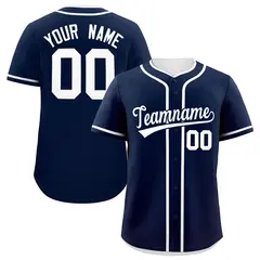 Classic Authentic Navy White Baseball Jersey 1