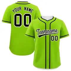Classic Authentic Neon Green Black Baseball Jersey