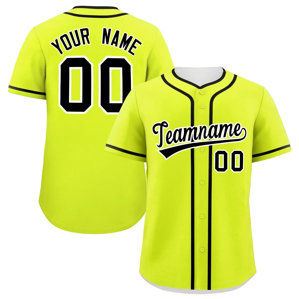 Classic Authentic Neon Green Black Baseball Jersey