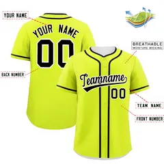 Classic Authentic Neon Green Black Baseball Jersey 2