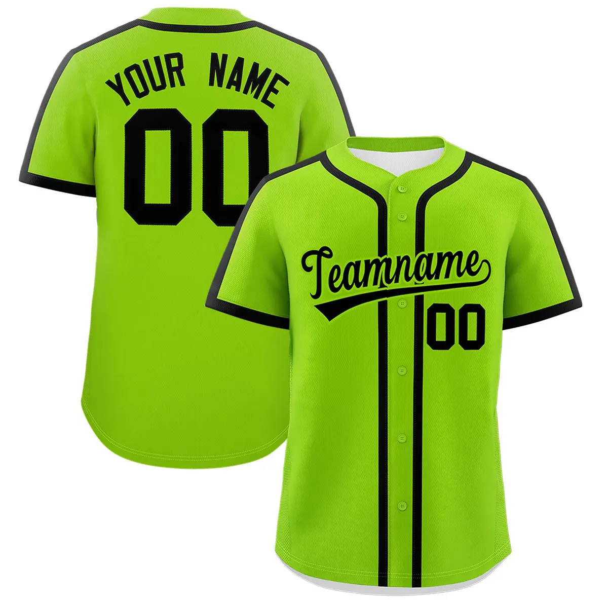 Classic Authentic Neon Green Black Baseball Jersey