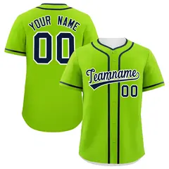 Classic Authentic Neon Green Navy Baseball Jersey 1
