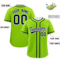 Classic Authentic Neon Green Navy Baseball Jersey 2
