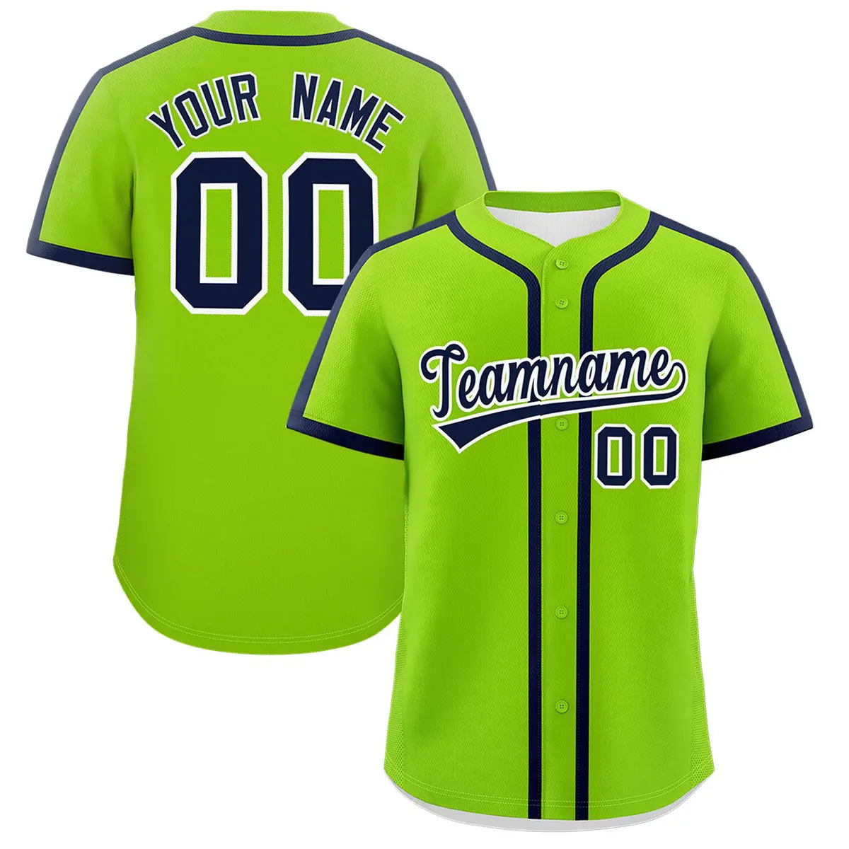 Classic Authentic Neon Green Navy Baseball Jersey