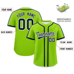 Classic Authentic Neon Green Navy Baseball Jersey 2