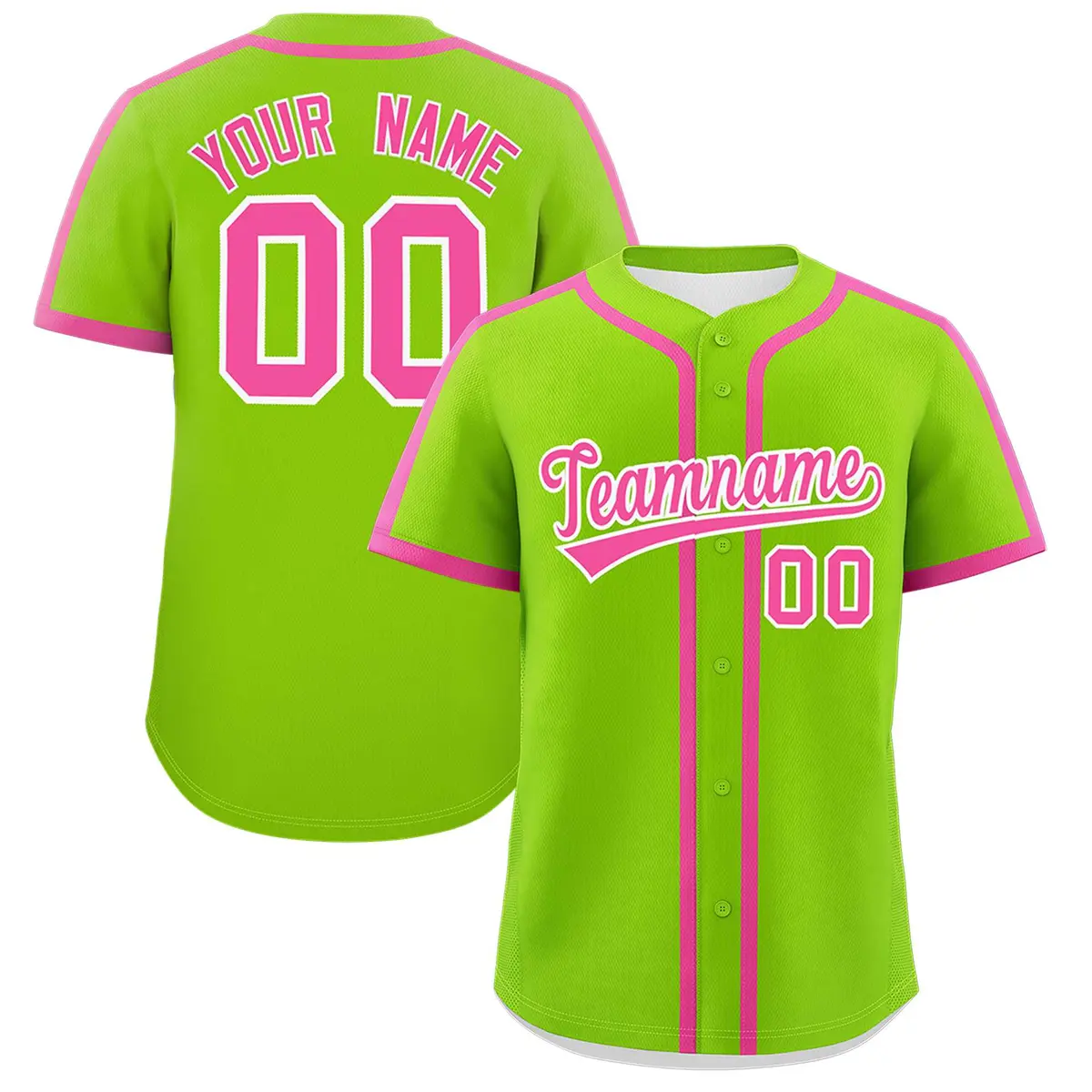 Classic Authentic Neon Green Pink Baseball Jersey
