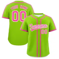 Classic Authentic Neon Green Pink Baseball Jersey 1