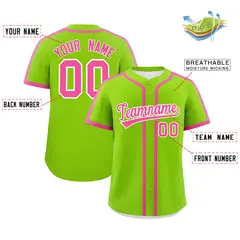 Classic Authentic Neon Green Pink Baseball Jersey 2
