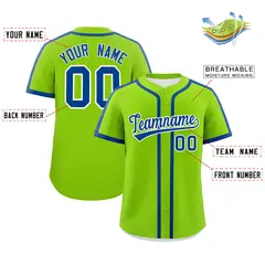 Classic Authentic Neon Green Royal Baseball Jersey 2