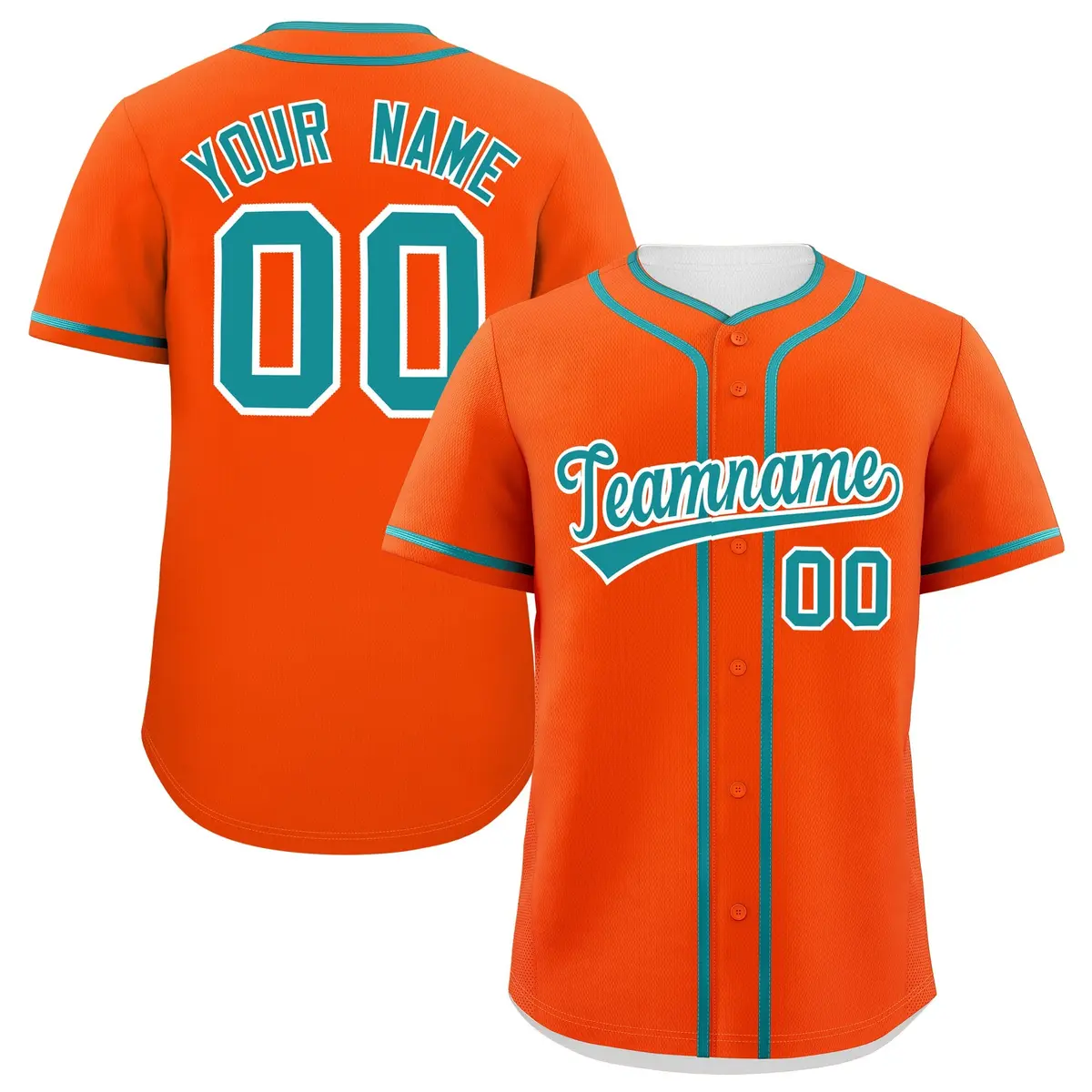 Classic Authentic Orange Aqua Baseball Jersey