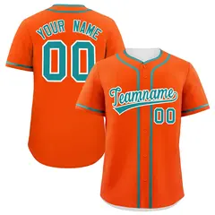 Classic Authentic Orange Aqua Baseball Jersey 1