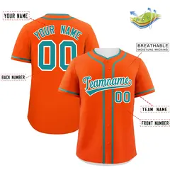 Classic Authentic Orange Aqua Baseball Jersey 2