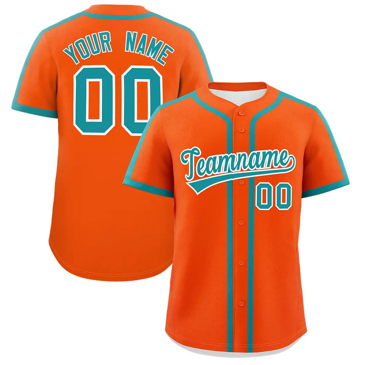 Classic Authentic Orange Aqua Baseball Jersey