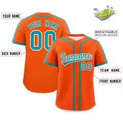 Classic Authentic Orange Aqua Baseball Jersey 2