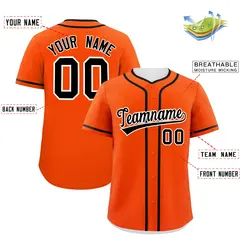 Classic Authentic Orange Black Baseball Jersey 2