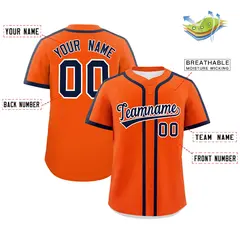 Classic Authentic Orange Navy Baseball Jersey 2