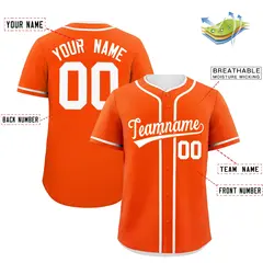 Classic Authentic Orange White Baseball Jersey 2