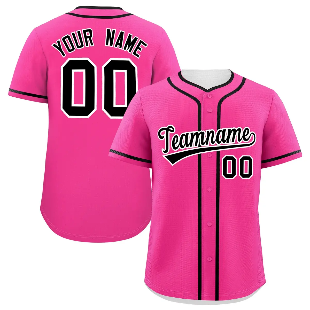 Classic Authentic Pink Black Baseball Jersey