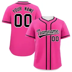 Classic Authentic Pink Black Baseball Jersey