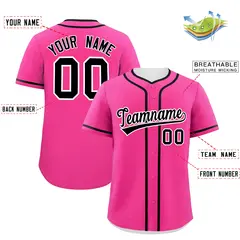 Classic Authentic Pink Black Baseball Jersey 2