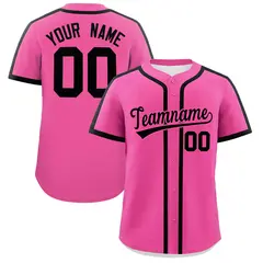 Classic Authentic Pink Black Baseball Jersey 1