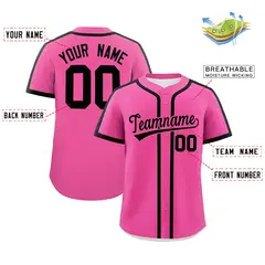 Classic Authentic Pink Black Baseball Jersey 2