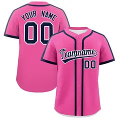 Classic Authentic Pink Navy Baseball Jersey 1
