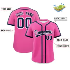 Classic Authentic Pink Navy Baseball Jersey 2