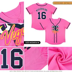 Classic Authentic Pink Navy Baseball Jersey 6