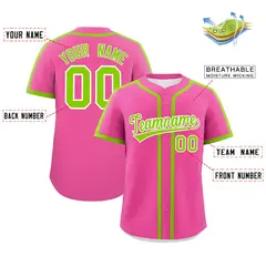 Classic Authentic Pink Neon Green Baseball Jersey 2