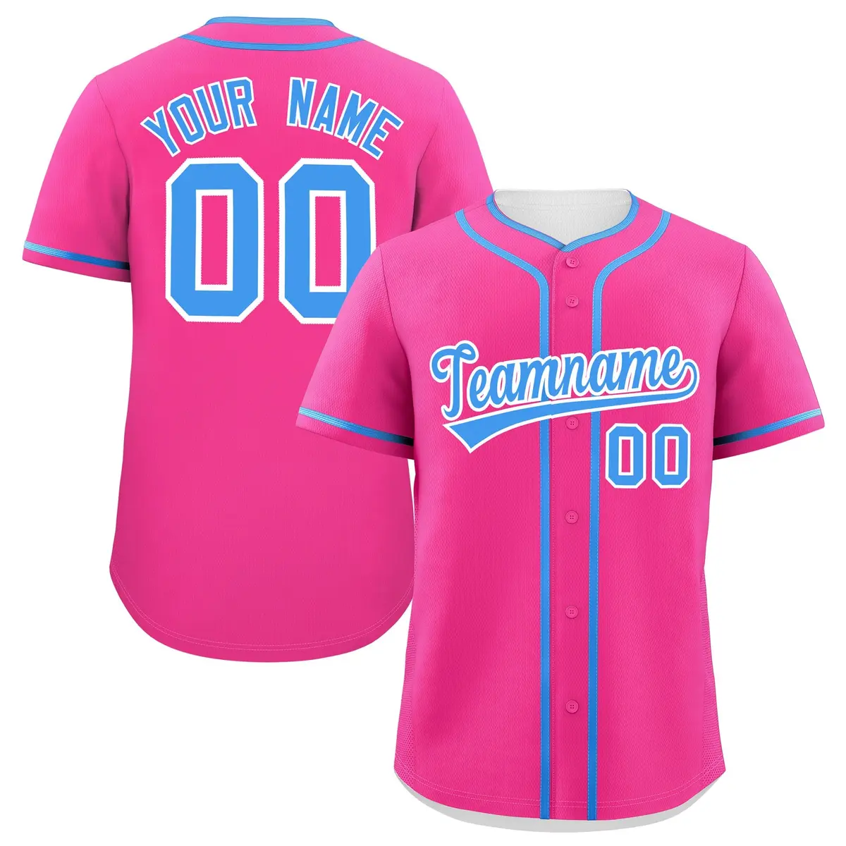Classic Authentic Pink Powder Blue Baseball Jersey