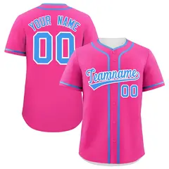 Classic Authentic Pink Powder Blue Baseball Jersey 1