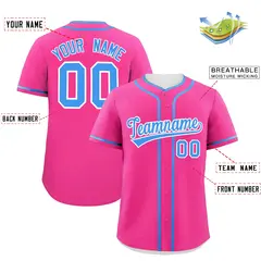 Classic Authentic Pink Powder Blue Baseball Jersey 2